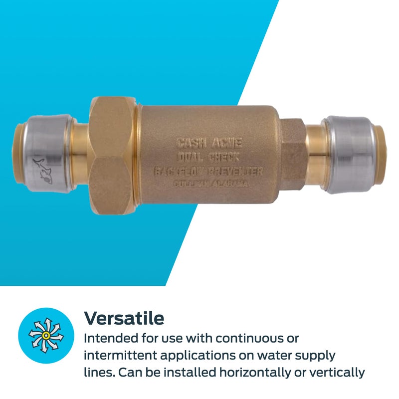 Cash Acme BF1 Dual Check Valve, 3/4 Inch Push to Connect, Compatible with SharkBite, BF13434SB - Image 3